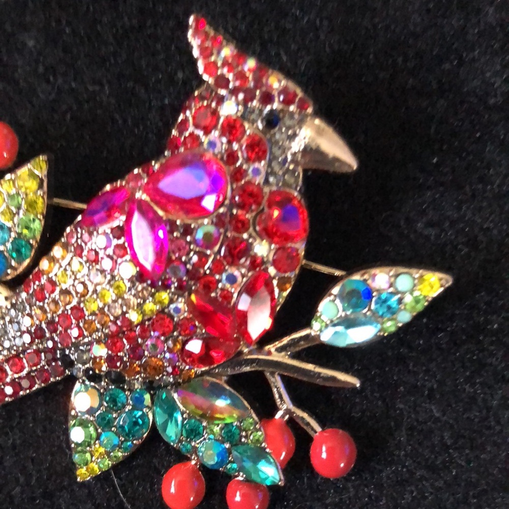 Colorful Red Cardinal Brooch - Picture 3 of 5